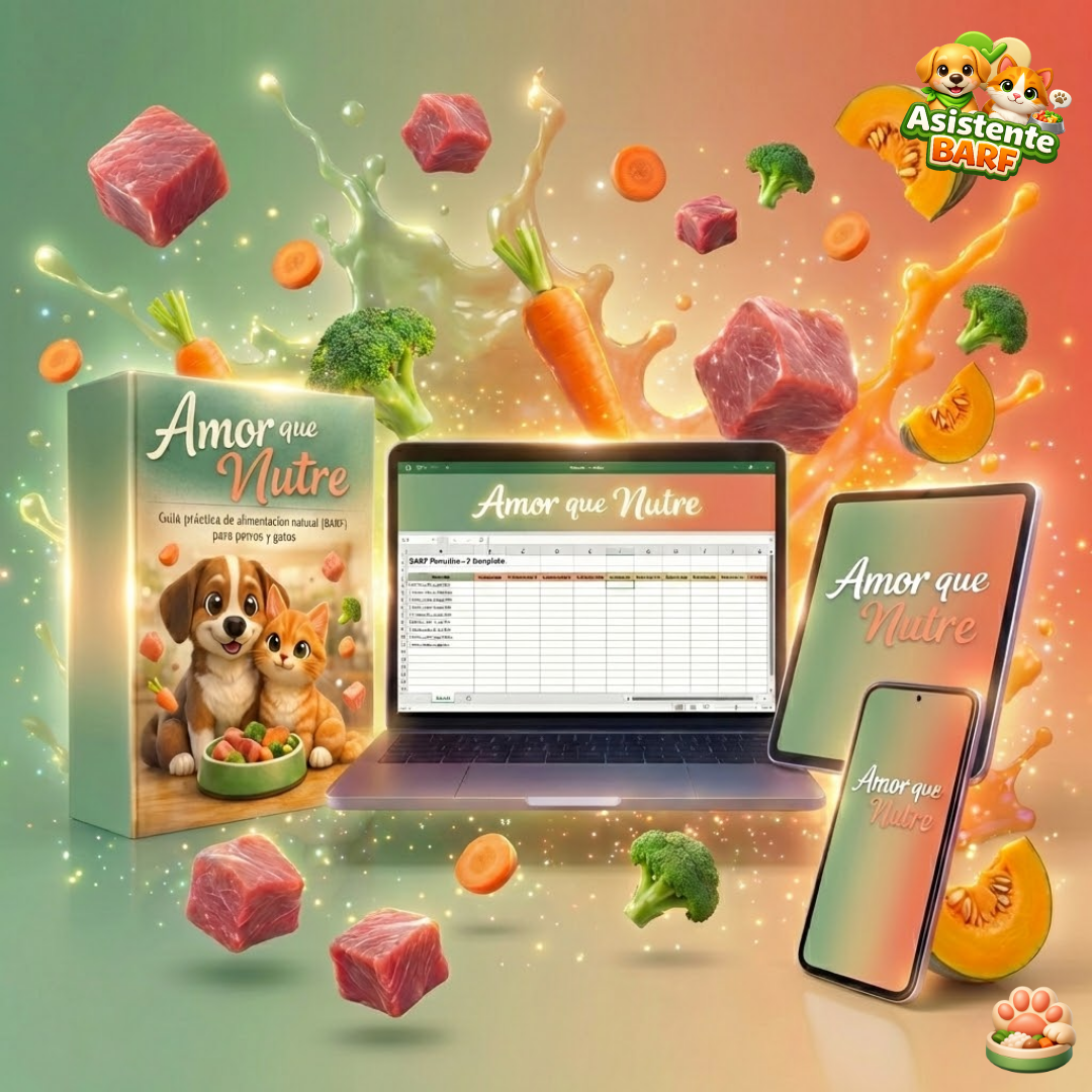 SISTEMA COMPLETO DE ALIMENTACIÓN BARF: +200 RECETAS + PLANTILLAS + ASISTENTE VIRTUAL + 11 BONUS DE REGALO